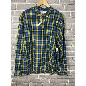 Old Navy Men's XL Blue Plaid Long Sleeve Button-Up Shirt Casual